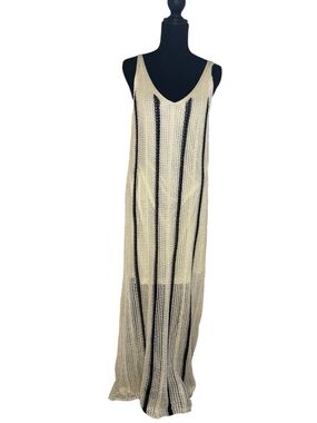 A New Day Cream and Black Crochet Maxi Dress
